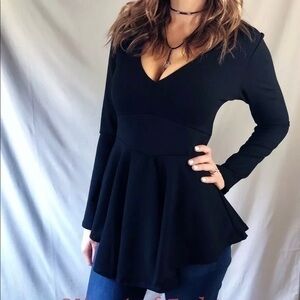 NEW Low Cut Peplum Fitted Blouse Top S, M